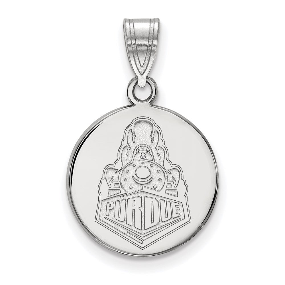 Sterling Silver Rhodium Plated Logoart Purdue University Boilermakers Train Logo Medium Disc Pendant