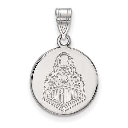 10K White Gold Logoart Purdue University Boilermakers Train Logo Medium Disc Pendant