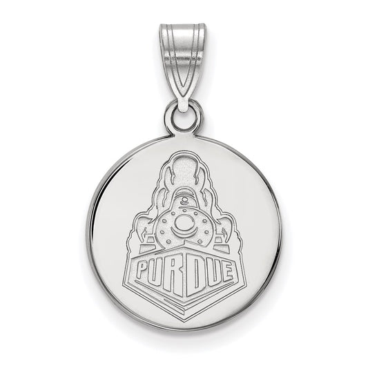 10K White Gold Logoart Purdue University Boilermakers Train Logo Medium Disc Pendant
