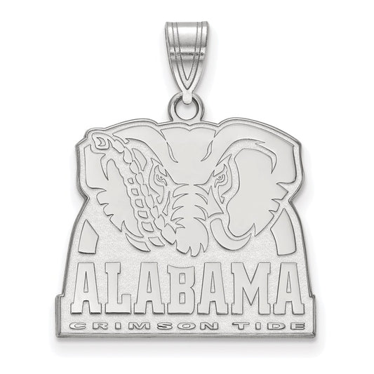 14K White Gold Logoart University Of Alabama Elephant Large Pendant