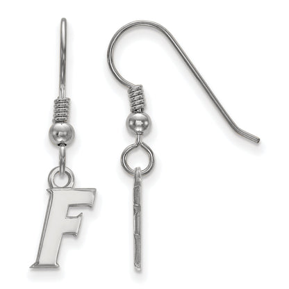 Sterling Silver Rhodium Plated Logoart University Of Florida Letter F Extra Small Dangle Wire Earrings
