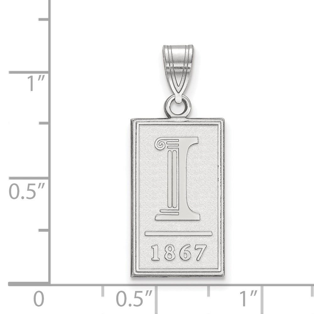 Sterling Silver Rhodium Plated Logoart University Of Illinois I 1867 Large Pendant