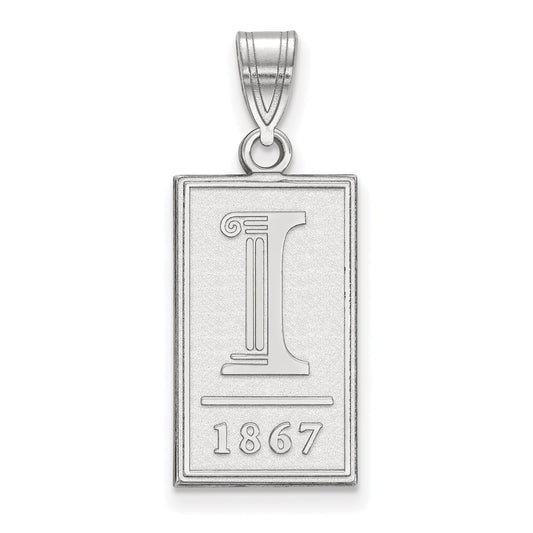 Sterling Silver Rhodium Plated Logoart University Of Illinois I 1867 Large Pendant