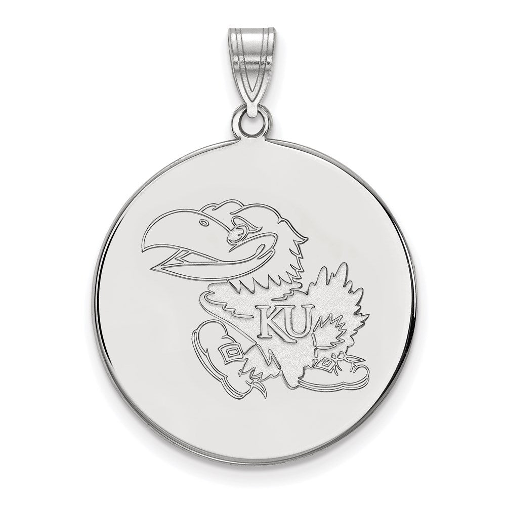 10K White Gold Logoart University Of Kansas Jayhawk Extra Large Disc Pendant