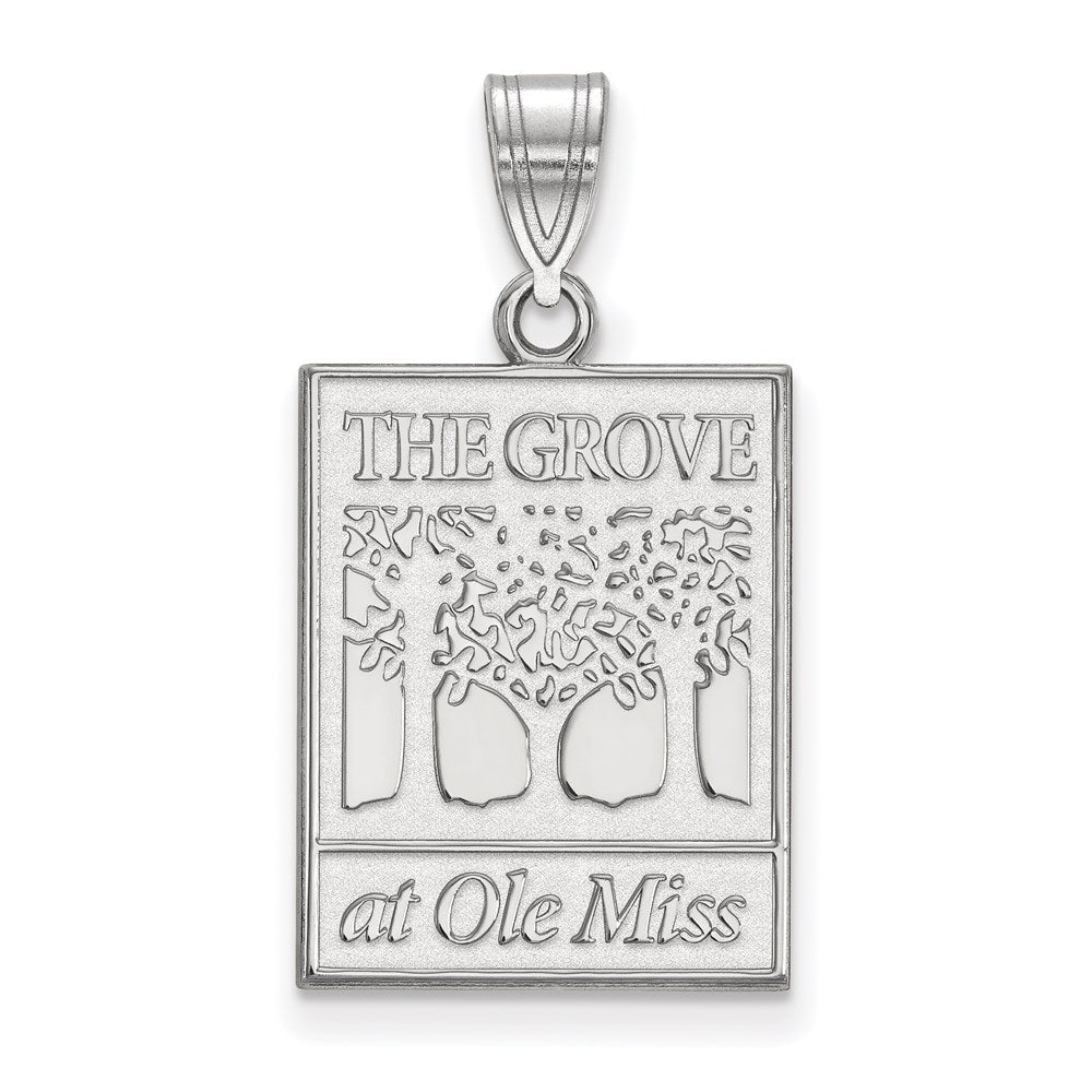Sterling Silver Rhodium Plated Logoart University Of Mississippi The Grove At Ole Miss Large Pendant