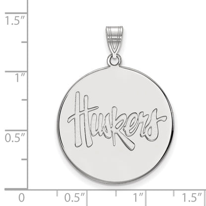 10K White Gold Logoart University Of Nebraska Huskers Extra Large Disc Pendant