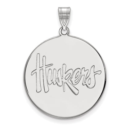 10K White Gold Logoart University Of Nebraska Huskers Extra Large Disc Pendant