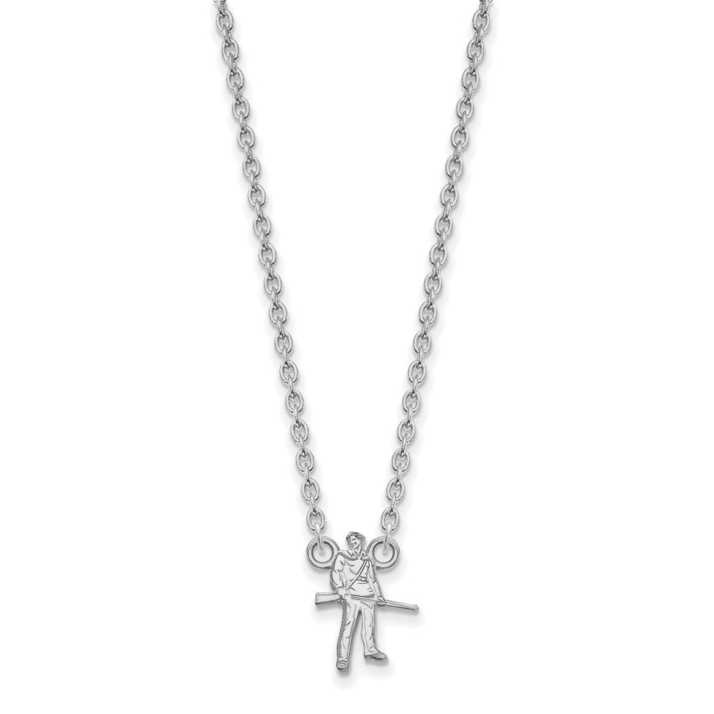 10K White Gold Logoart West Virginia University Mountaineer Large Pendant 18 Inch Necklace