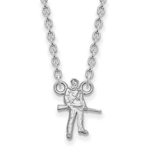 14K White Gold Logoart West Virginia University Mountaineer Large Pendant 18 Inch Necklace