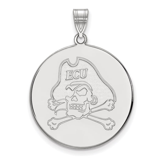 10K White Gold Logoart East Carolina University Pirate Extra Large Disc Pendant