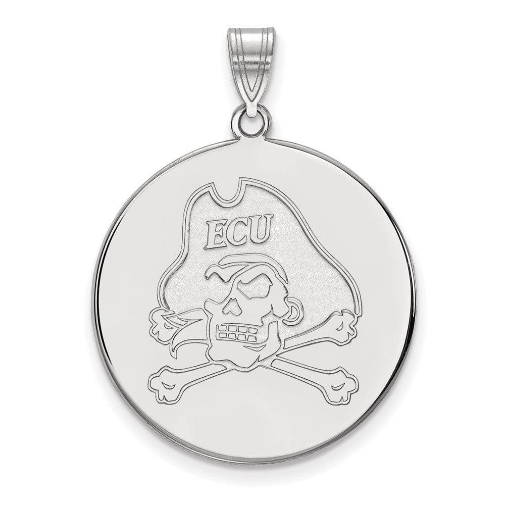 Sterling Silver Rhodium Plated Logoart East Carolina University Pirate Extra Large Disc Pendant