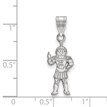 Sterling Silver Rhodium Plated Logoart Michigan State University Spartan Large Pendant