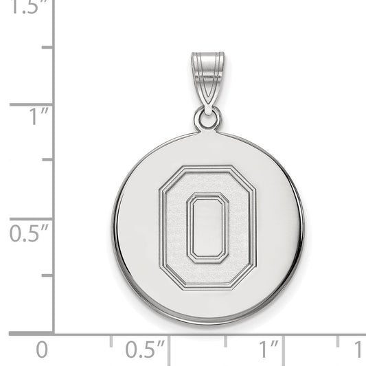 Sterling Silver Rhodium Plated Logoart The Ohio State University Letter O Large Disc Pendant