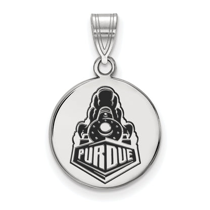 Sterling Silver Rhodium Plated Logoart Purdue University Boilermakers Train Logo Medium Enameled Disc Pendant