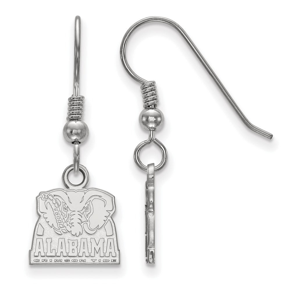 Sterling Silver Rhodium Plated Logoart University Of Alabama Elephant Extra Small Dangle Wire Earrings