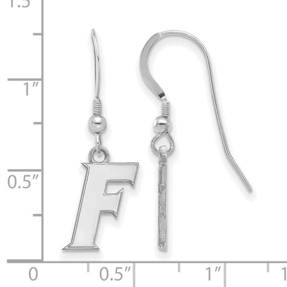 Sterling Silver Rhodium Plated Logoart University Of Florida Letter F Small Dangle Wire Earrings