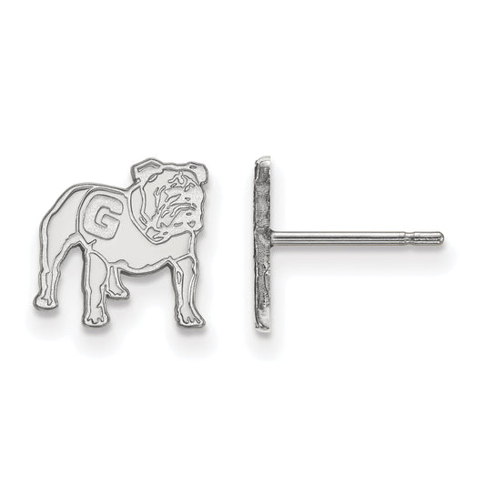Sterling Silver Rhodium Plated Logoart University Of Georgia Bulldog Extra Small Post Earrings