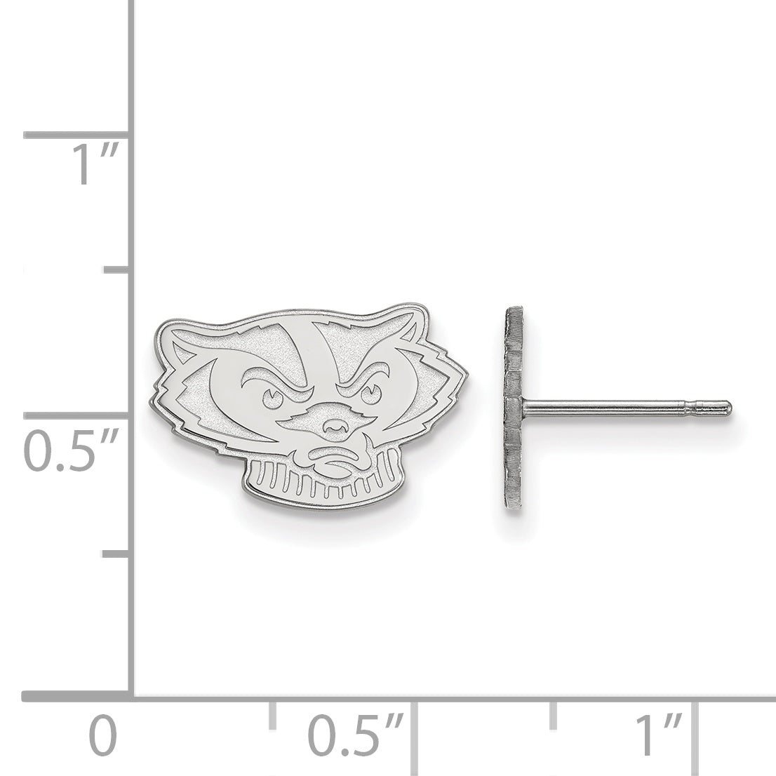 Sterling Silver Rhodium Plated Logoart University Of Wisconsin Badger Extra Small Post Earrings