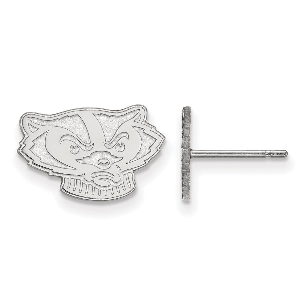 14K White Gold Logoart University Of Wisconsin Badger Extra Small Post Earrings