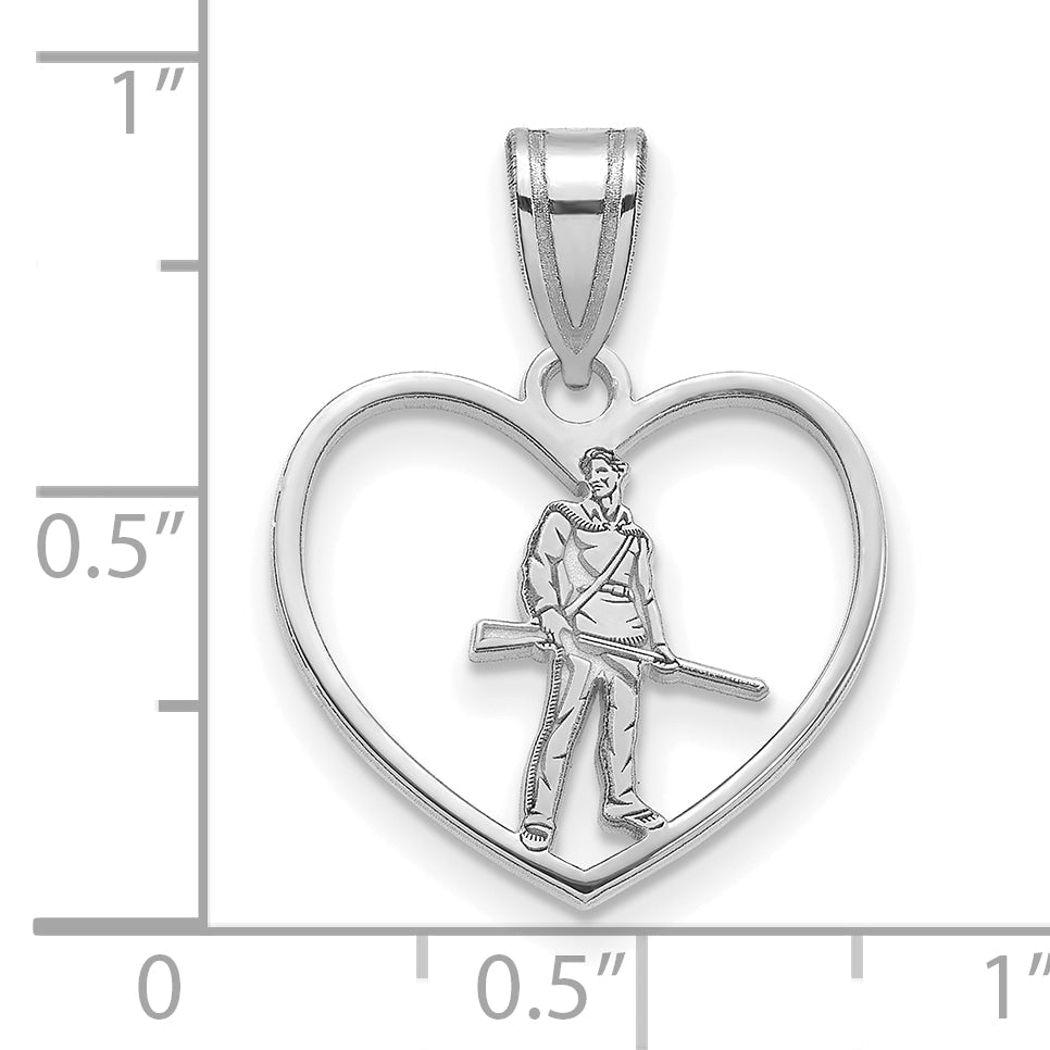 Sterling Silver Rhodium Plated Logoart West Virginia University Mountaineer Heart Pendant
