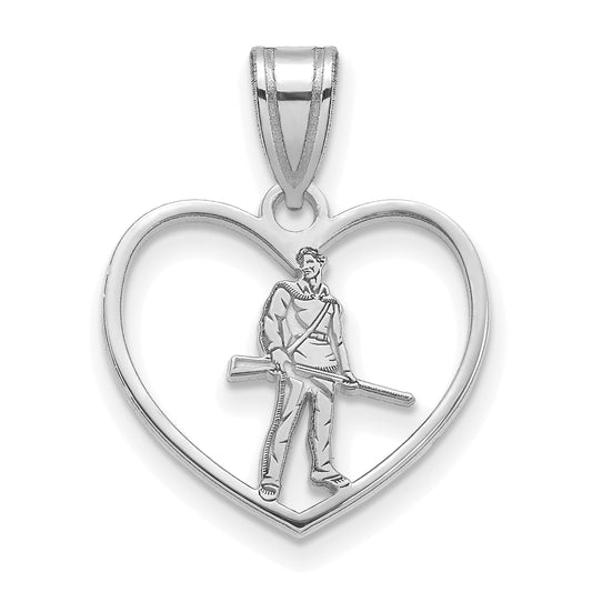 Sterling Silver Rhodium Plated Logoart West Virginia University Mountaineer Heart Pendant