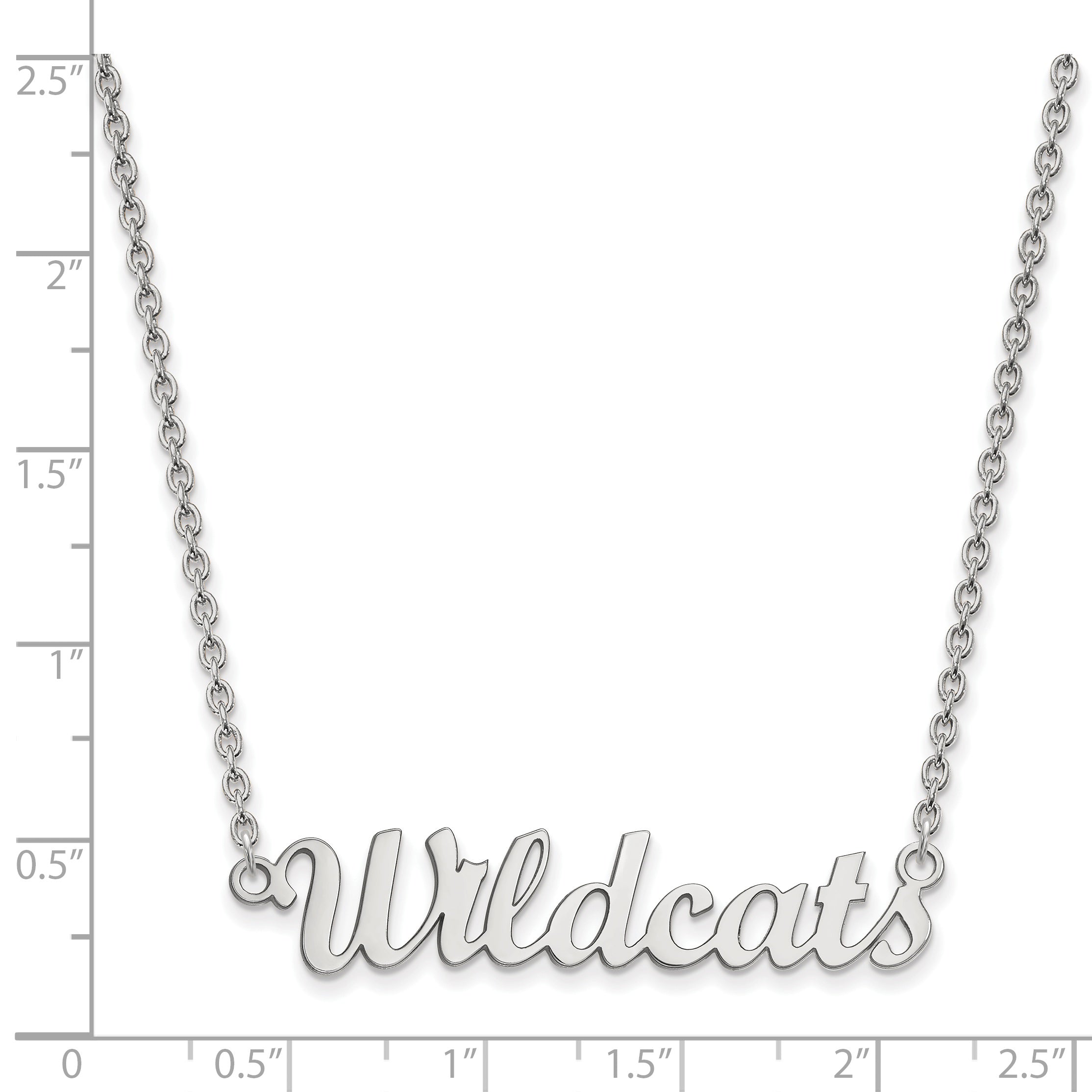 Sterling Silver Rhodium Plated Logoart Kansas State University Wildcats Script Medium Pendant 18 Inch Necklace