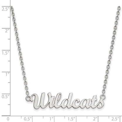 Sterling Silver Rhodium Plated Logoart Kansas State University Wildcats Script Medium Pendant 18 Inch Necklace
