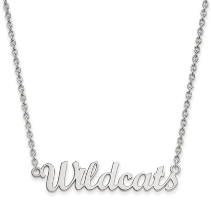 Sterling Silver Rhodium Plated Logoart Kansas State University Wildcats Script Medium Pendant 18 Inch Necklace
