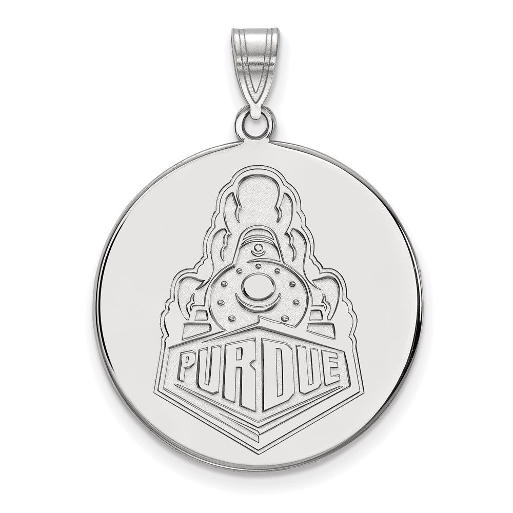 Sterling Silver Rhodium Plated Logoart Purdue University Boilermakers Train Logo Extra Large Disc Pendant