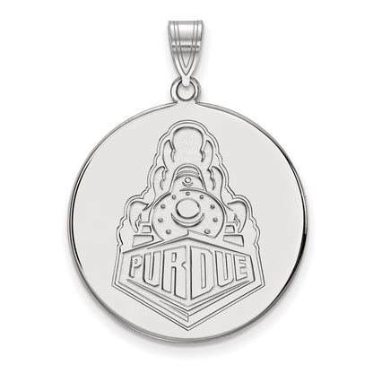 10K White Gold Logoart Purdue University Boilermakers Train Logo Extra Large Disc Pendant