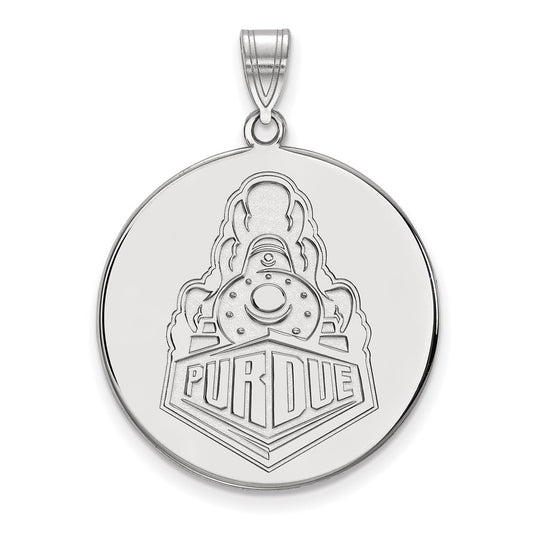 10K White Gold Logoart Purdue University Boilermakers Train Logo Extra Large Disc Pendant