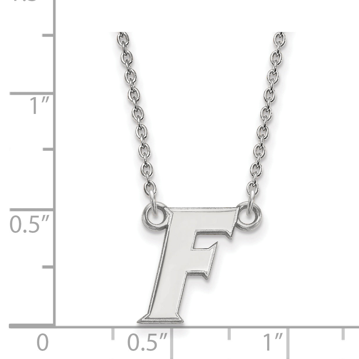 Sterling Silver Rhodium Plated Logoart University Of Florida Letter F Small Pendant 18 Inch Necklace