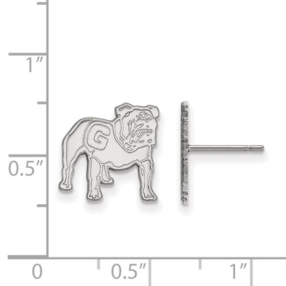 Sterling Silver Rhodium Plated Logoart University Of Georgia Bulldog Small Post Earrings