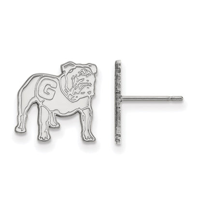 14K White Gold Logoart University Of Georgia Bulldog Small Post Earrings