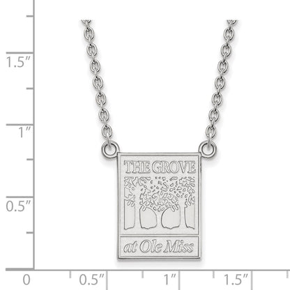 10K White Gold Logoart University Of Mississippi The Grove At Ole Miss Large Pendant 18 Inch Necklace
