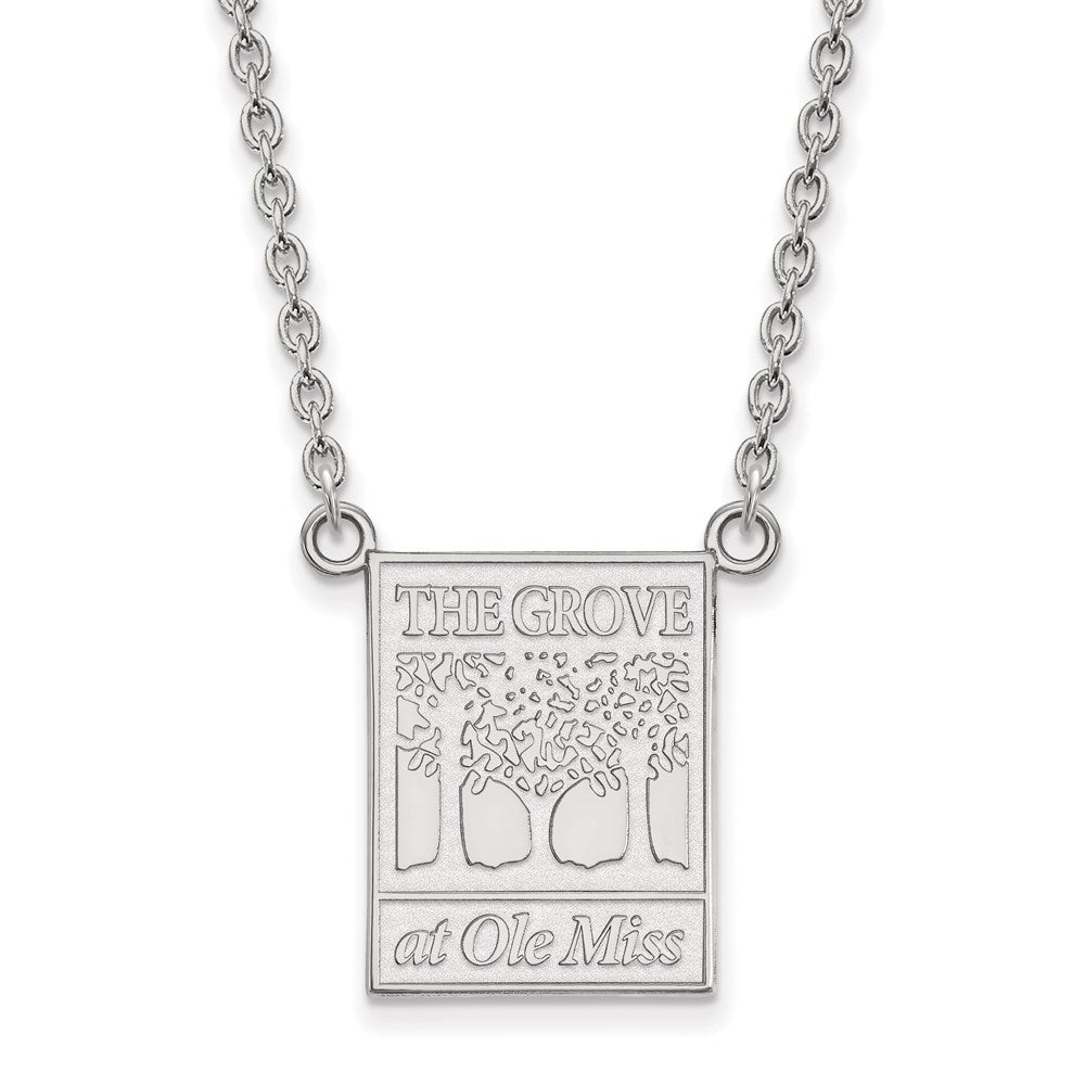 10K White Gold Logoart University Of Mississippi The Grove At Ole Miss Large Pendant 18 Inch Necklace