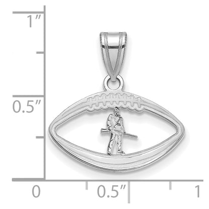 Sterling Silver Rhodium Plated Logoart West Virginia University Mountaineer Football Pendant