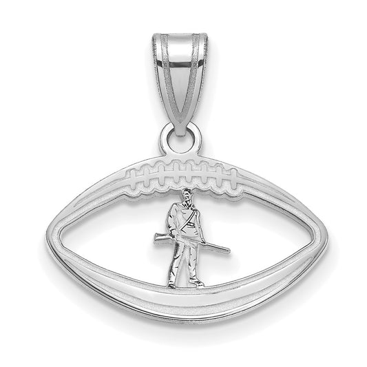 Sterling Silver Rhodium Plated Logoart West Virginia University Mountaineer Football Pendant