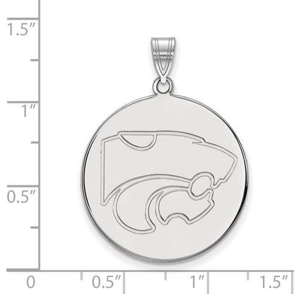 10K White Gold Logoart Kansas State University Wildcat Extra Large Disc Pendant