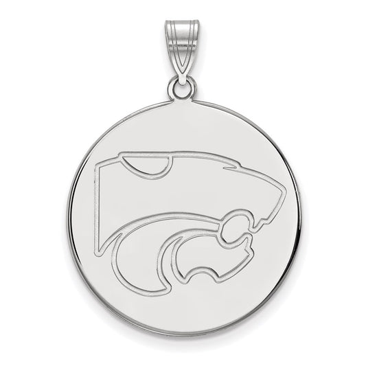 14K White Gold Logoart Kansas State University Wildcat Extra Large Disc Pendant
