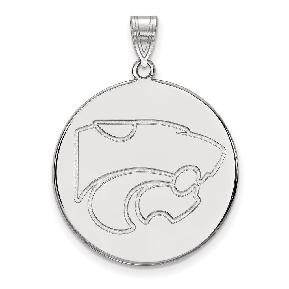 10K White Gold Logoart Kansas State University Wildcat Extra Large Disc Pendant