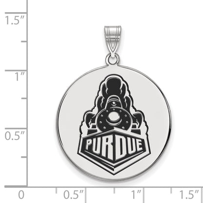 Sterling Silver Rhodium Plated Logoart Purdue University Boilermakers Train Logo Extra Large Enameled Disc Pendant