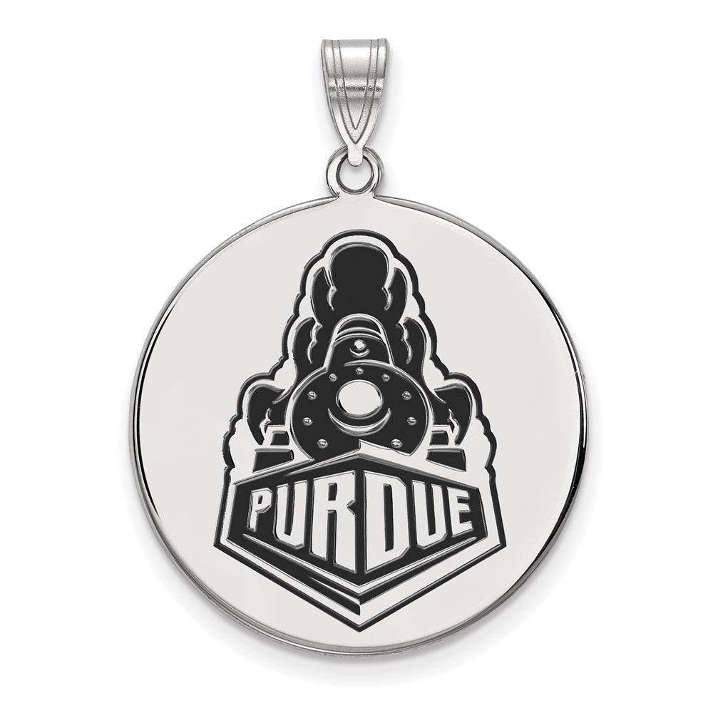 Sterling Silver Rhodium Plated Logoart Purdue University Boilermakers Train Logo Extra Large Enameled Disc Pendant