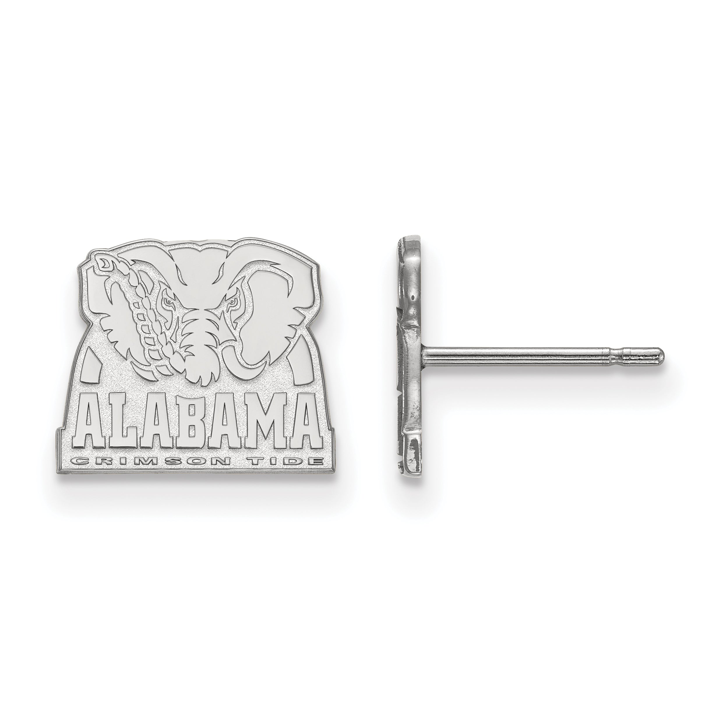 Sterling Silver Rhodium Plated Logoart University Of Alabama Elephant Extra Small Post Earrings