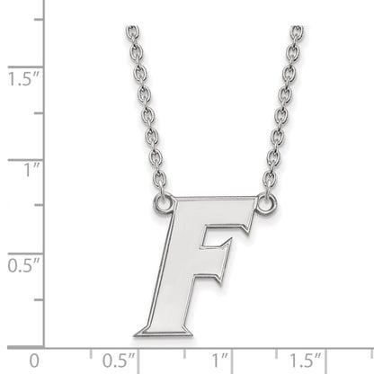 Sterling Silver Rhodium Plated Logoart University Of Florida Letter F Large Pendant 18 Inch Necklace