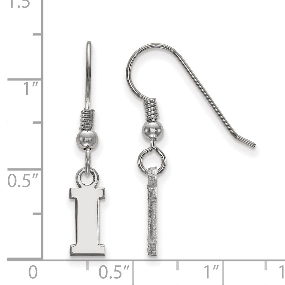 Sterling Silver Rhodium Plated Logoart University Of Iowa Letter I Extra Small Dangle Wire Earrings