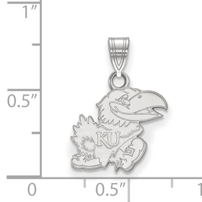 Sterling Silver Rhodium Plated Logoart University Of Kansas Jayhawk Small Pendant
