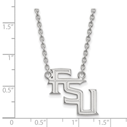 10K White Gold Logoart Florida State University F S U Large Pendant 18 Inch Necklace