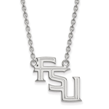 14K White Gold Logoart Florida State University F S U Large Pendant 18 Inch Necklace