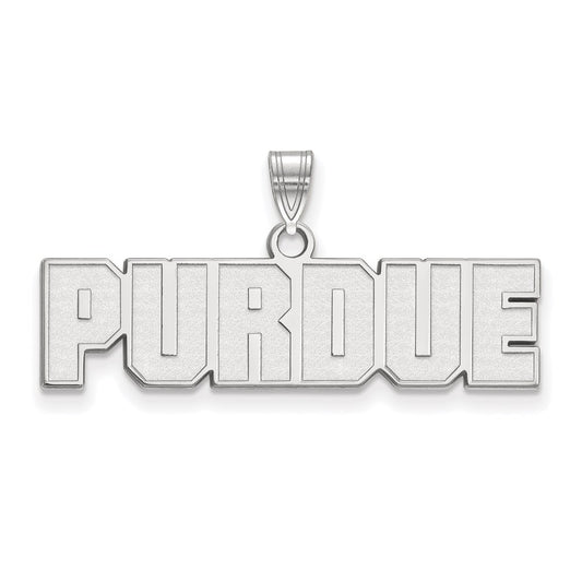 Sterling Silver Rhodium Plated Logoart Purdue University Block Type Small Pendant
